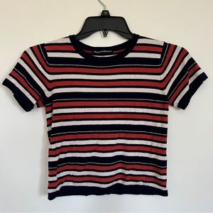 Brandy Melville Thick Striped Top Lined Collar